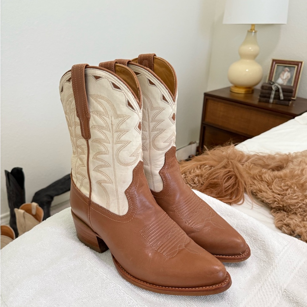 Tecovas Brown and Cream Boots